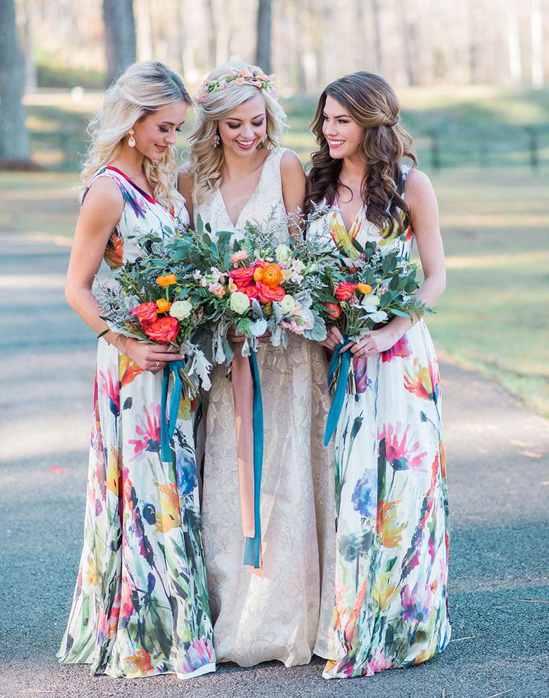 vestidos floridos para madrinhas de casamento