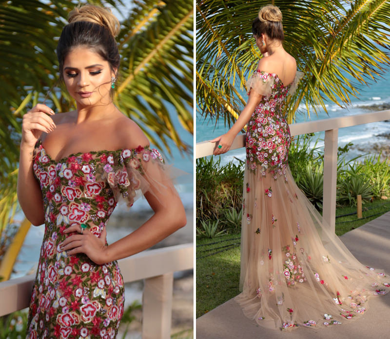 vestido para casamento florido